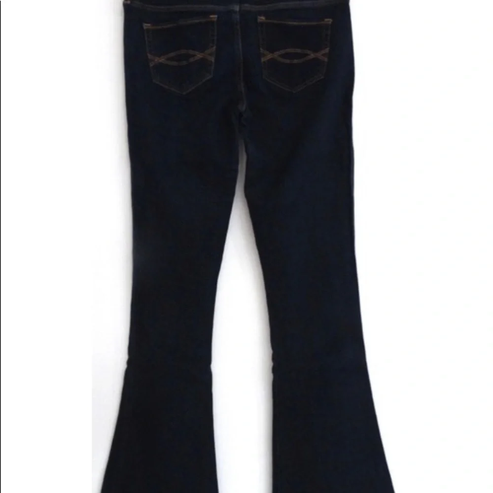 2 pairs Abercrombie & Fitch size 10 dark rinse flare jeans. 1 pair is NEW. - Picture 2 of 5